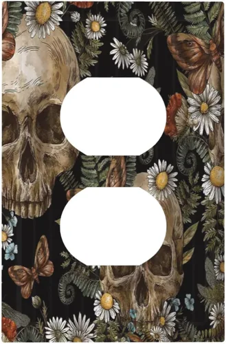 Miniatura 39 de Cubierta decorativa para interruptor de luz, diseño de pájaros y flores florales en blanco y negro, 2 bandas, cubierta decorativa para pared, placa