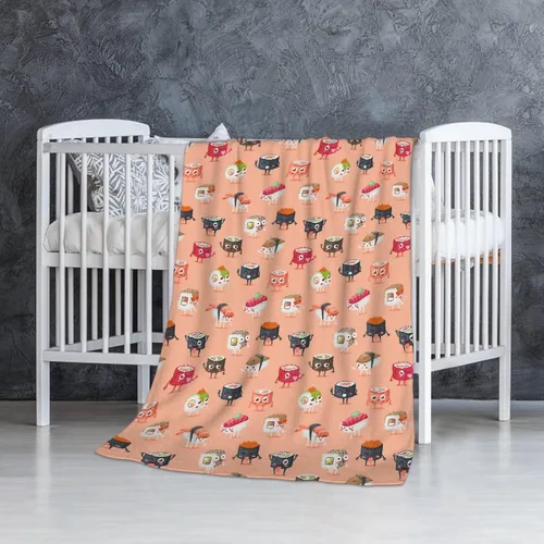 Miniatura 3 de Manta de franela con patrón de sushi de comida para regalo, manta de franela ultra suave y acogedora, manta de forro polar cálida para sofá, cama