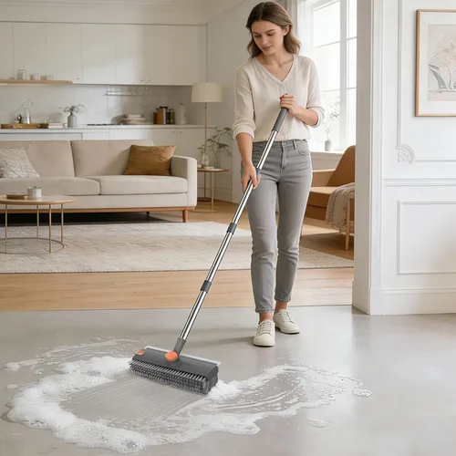 Miniatura 6 de SetSail Cepillo de limpieza de piso, cepillo 3 en 1 con mango largo ajustable de 54 pulgadas y raspador de cerdas rígidas de alta resistencia