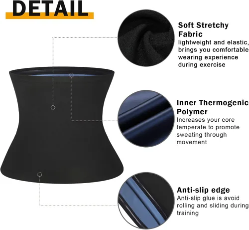 Miniatura 5 de Cinturón Reductor de Cintura Premium para Hombres, Cinturón Sauna de Entrenamiento de Cintura, Banda de Sudor para Hacer Ejercicio