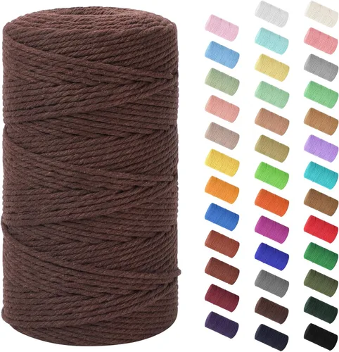 Miniatura 133 de Cordón de macramé de 0.079 in x 380 yardas (1140 pies), cuerda de algodón natural para colgar en la pared, ganchos de plantas, manualidades, Beige