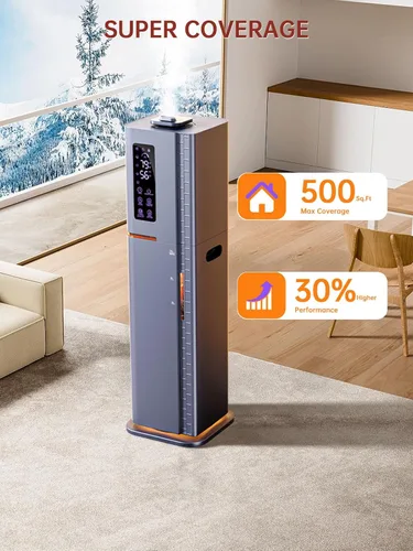 Miniatura 7 de Humidificadores de 2.64 galones para habitación grande, niebla cálida y fría de hasta 500 pies cuadrados, difusor de llenado superior de luz