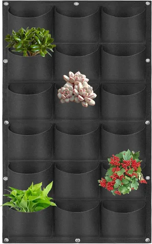 Miniatura 21 de Bolsas de cultivo colgantes para plantar, 9 bolsillos para colgar en la pared, bolsa de cultivo vertical para jardín interior y exterior, contenedor