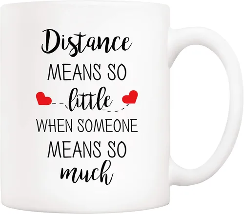5Aup Regalos de Navidad para parejas de larga distancia, amigos y familia, taza de café de distancia significa tan poco cuando alguien significa