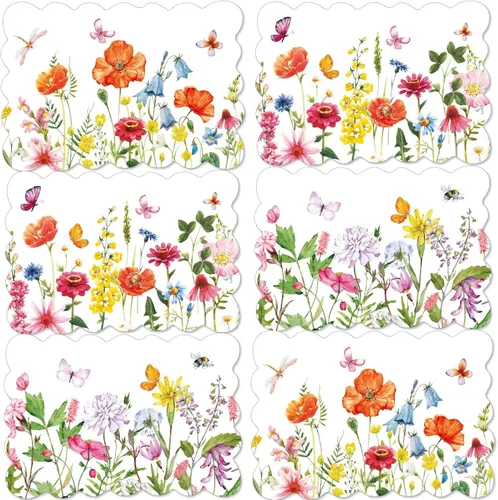 Miniatura 8 de Juego de 6 manteles individuales de verano con diseño de tulipán, manteles individuales de plástico de color lavanda, tulipán de lavanda, manteles