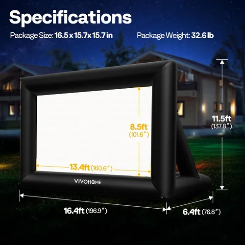 Miniatura 7 de VIVOHOME Pantalla de proyector inflable de 14 pies para exterior, pantalla de cine inflable para uso al aire libre, pantalla de TV Mega grande
