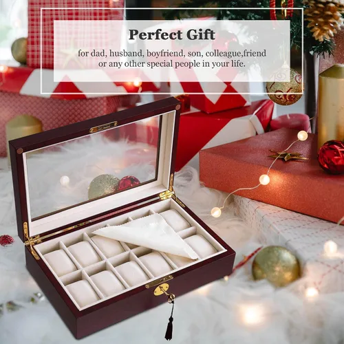 Miniatura 2 de Yescom estuche de madera para relojes, caja organizadora, regalo de Navidad para hombresmujeres