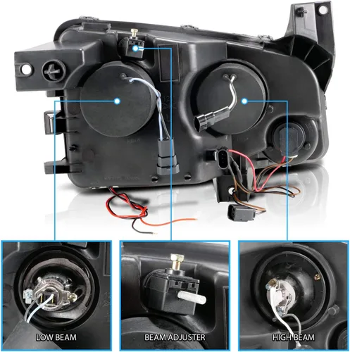 Miniatura 5 de AmeriLite Juego de faros delanteros de repuesto para Dodge Charger Dual Xtreme 2006-2010 con anillos de halo LED, color negro, lado del pasajero