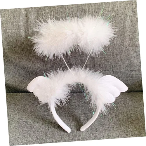 Miniatura 5 de OSALADI 3 Pcs Angel Headband Fabric Christmas Issue Card White Girl