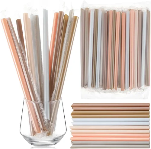 Miniatura 16 de Tessco for you 600 piezas de 25 cm de pajitas jumbo para batidos a granel de 10 mm de plástico desechable con burbujas de té de boca ancha envueltas