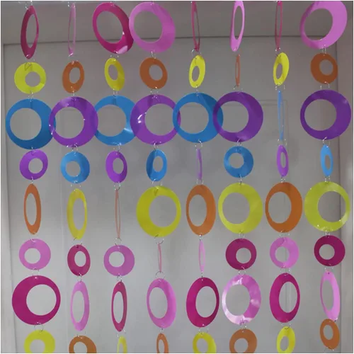 Miniatura 5 de QueenBox® Cortina redonda de lentejuelas de 63 pulgadas, 8 piezas, cortina de cadena de puerta brillante para panel de pared, con flecos, ventana