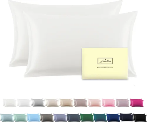 Miniatura 42 de Funda de almohada de seda para cabello y piel, suave, transpirable y sedosa 100% seda Queen, juego de 2, fundas de almohada de seda de morera