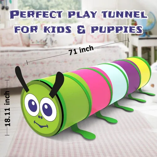 Miniatura 8 de WER Tienda de campaña de túnel de juego para niños, oruga, túnel emergente para niñas, niños, tubo de juguete para gatear al aire libre e