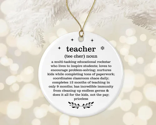 Teacher Christmas Ornament, Teacher Definition Dictionary Gift, for Teachers, Best Teacher Ever Ornament, Christmas Ornament Gift for Teacher