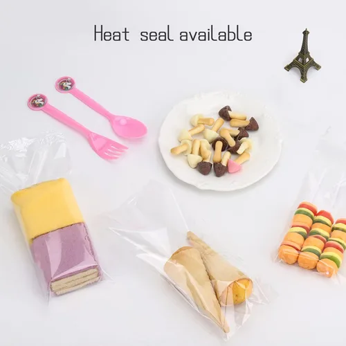 Miniatura 4 de Juego de 600 bolsas de celofán – 300 bolsas largas transparentes para golosinas, 300 lazos giratorios de colores para regalos, recuerdos de fiesta 3