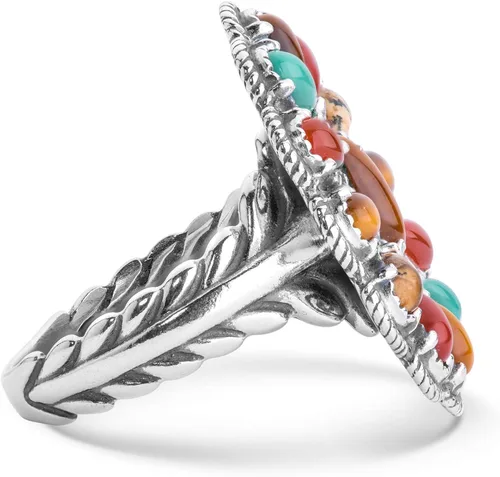Miniatura 3 de Anillo con diseño de ojo de tigre, jaspe y cornalina de plata de ley americana, tamaño 5 a 10