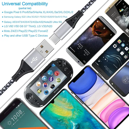 Miniatura 7 de Cable USB C de 3 pies, cargador de teléfono Android tipo C, cable de carga rápida para Samsung Galaxy A17 A56 A36 A16 S25 S24 S23 Ultra Z Flip6