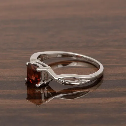 Miniatura 2 de Star Joya Anillo solitario de plata de ley 925 con piedra natal cuadrada y nudo celta, Gema