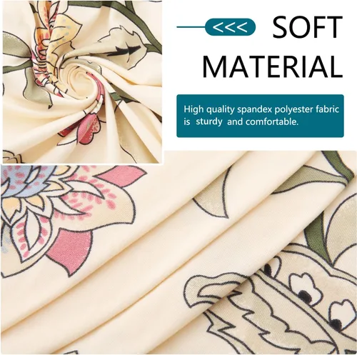 Miniatura 3 de hyha Fundas de cojín estampadas para sofá, fundas florales lavables para sofá de 3 cojines, fundas elásticas para cojines de exteriores para muebles