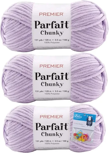 Miniatura 32 de Premier Yarns Parfait - Ovillo de felpilla grueso, 3.5 onzas, 6 unidades, peso súper voluminoso, paquete de 3 unidades con soportes para posición