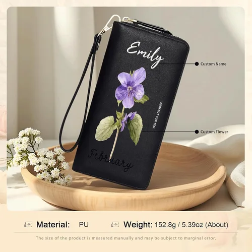 Miniatura 62 de Badiya Billetera para mujer con bloqueo RFlD de cuero con cremallera alrededor de carteras de gran capacidad
