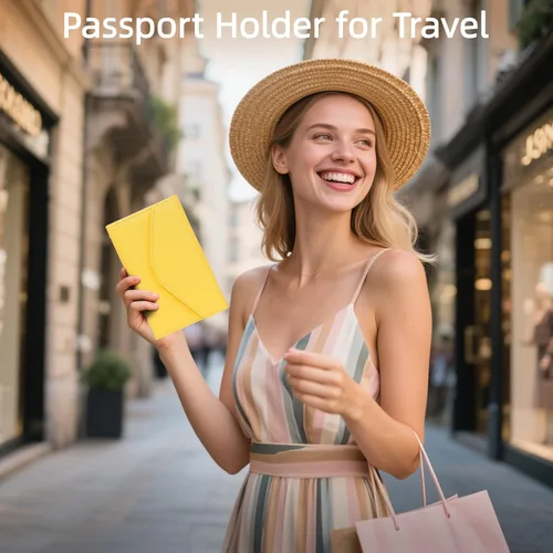 Miniatura 42 de Zoppen - Billetera de viaje con bloqueo RFID multiusos (Ver.4) Portatarjetas de pasaporte y vacunas, organizador de documentos de tres pliegues