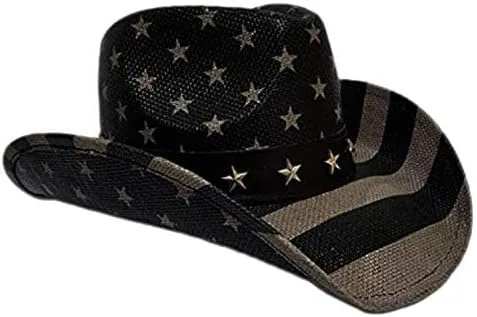 Miniatura 5 de Vintage USA American Flag Cowboy Hat wWestern Shape-It Brim