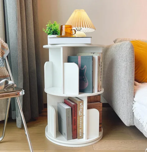 Estantería de madera giratoria Heehee 360 Display, estante de pie con almacenamiento para niños y adultos, organizador multifuncional (blanco (2