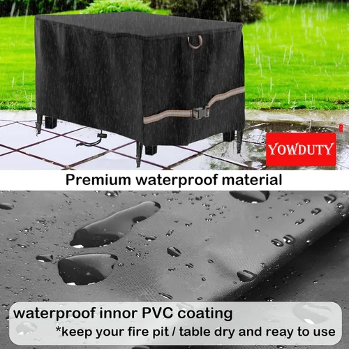 Miniatura 3 de Funda rectangular para mesa de fogata de gas propano de 44x28x24 pulgadas, impermeable de servicio pesado 600D, funda rectangular para chimenea