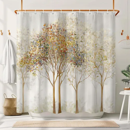 Miniatura 15 de Cortina de ducha con diseño de árbol de la vida, cortina de ducha de vidrio emplomado, cortinas de ducha artística para baño, juego de cortina