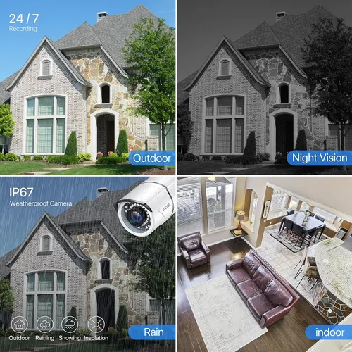 Miniatura 4 de ZOSI - 4 Pack 2MP 1080p HD-TVI Cámara de seguridad para el hogar, para exteriores e interiores, 1920TVL, 36 ledes, visión nocturna, cámara bala CCTV