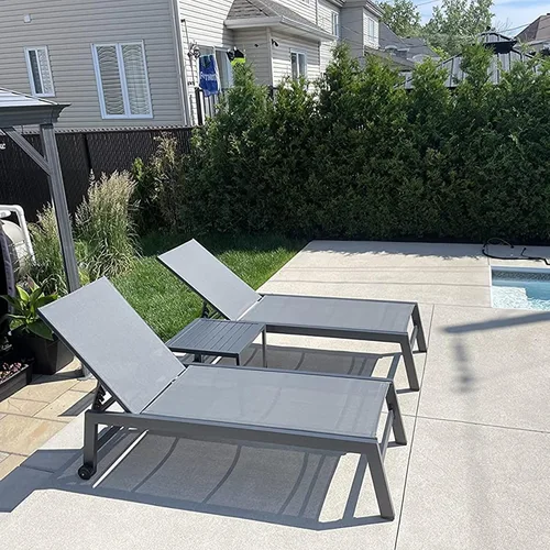 Miniatura 24 de PURPLE LEAF Juego de 2 tumbonas de aluminio para patio al aire libre con ruedas y mesa auxiliar, tumbona de piscina para jardín al aire libre, junto