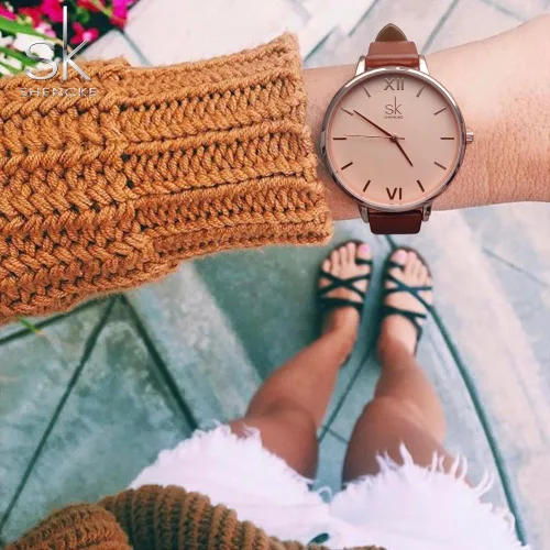 Miniatura 6 de SHENGKE Creative Simplicity Women Watch Genuine Leather Elegant Women Watches Ladies Business Wristwatch