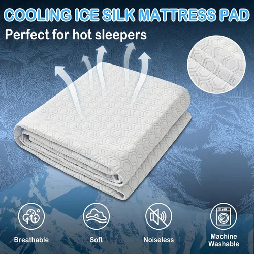 Miniatura 2 de Mooreeke Protector de colchón de nailon de tamaño matrimonial, 100% impermeable, naturalmente refrescante, suave, silencioso, transpirable y más