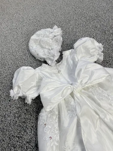 Miniatura 4 de FAIOKAVER Vestidos de bautismo de encaje, vestidos de bautizo para niñas con gorro