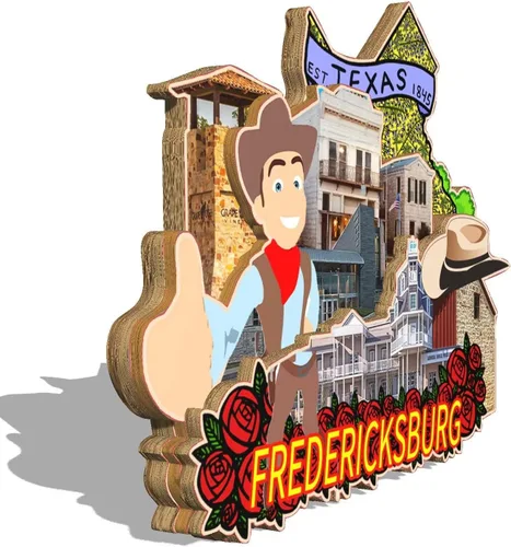 Miniatura 2 de Fredericksburg - Imán de madera para nevera, diseño de Texas USA en 3D, recuerdos coleccionables, decoración hecha a mano