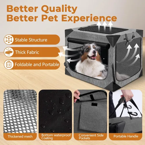 Miniatura 2 de Nottia Jaula para perros, plegable y suave para perros grandes (3 años de garantía), para interiores y exteriores, portátil, con ventana de malla a