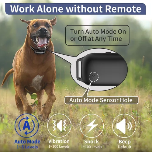 Miniatura 4 de PetJoy 3 Collar de Choque para Perros Grandes, Collar Automático Antiladridos con Control Remoto, Combo de Collar Antiladridos y de Entrenamiento