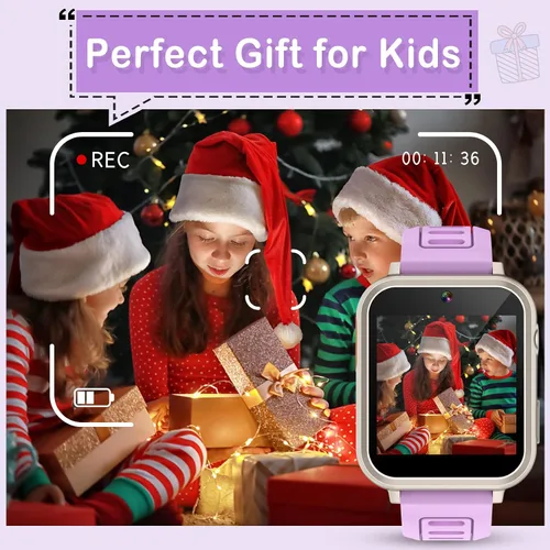 Miniatura 7 de Phyulls Reloj inteligente para niños, reloj inteligente con 39 juegos, cámara, grabadora de video, calculadora de alarma musical, calendario, Negro