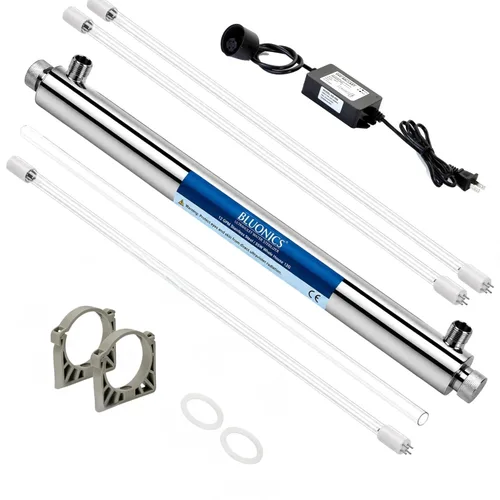 Sistema de filtro de agua UV para toda la casa 12 GPM - Sistema de luz UV de acero inoxidable de 55 W - Indicador LED y alarma audible - para agua