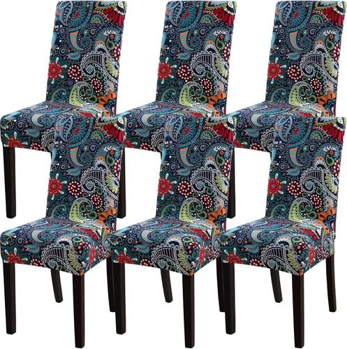Miniatura 11 de Fundas para silla de comedor Yisun, fundas elásticas para silla de comedor, funda protectora para silla de comedor, mezcla de poliéster, Beige