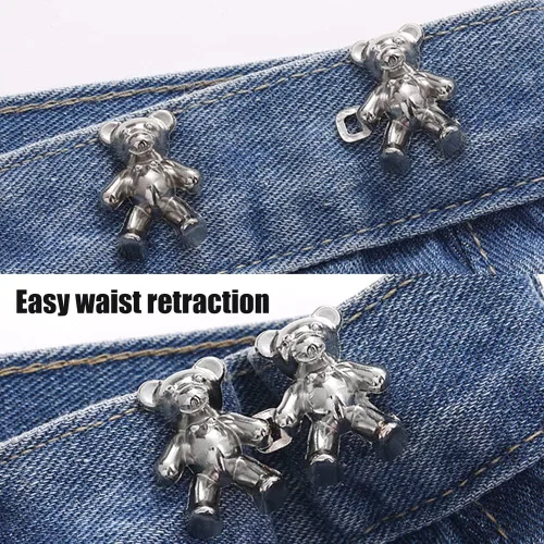 Miniatura 4 de 8 pares de bonitos botones de oso para ropa, pantalones, sin costura, cintura desmontable, ajuste corporal, hebillas de apriete, accesorios de ropa