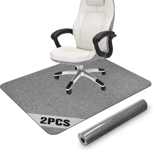 Miniatura 11 de Placoot Tapete de pana para silla de oficina, 35 x 55 pulgadas, color marrón claro, base de goma antideslizante para suelos duros, tapete