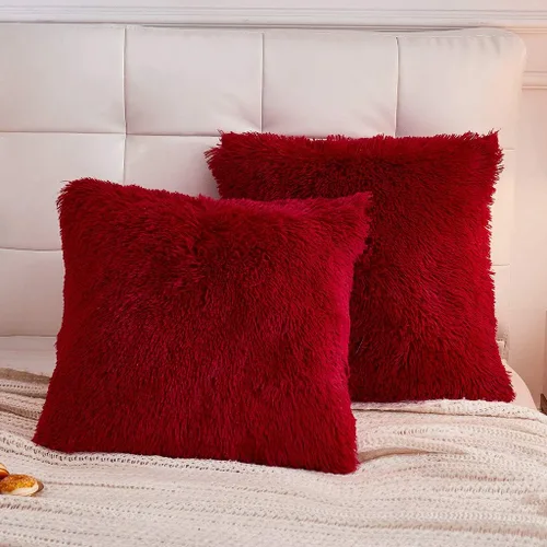 Miniatura 20 de LIFEREVO Paquete de 2 fundas de almohada de piel sintética esponjosa, fundas de almohada cuadradas de 18 x 18 pulgadas, fundas de almohada Blanco