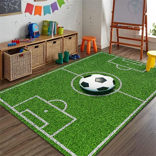 Miniatura 12 de Alfombra deportiva, campo de fútbol verde, 4 x 5 pies, nailon, antideslizante, lavable