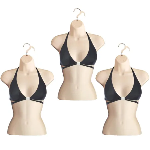 Miniatura 29 de Maniquí femenino con espalda hueca y cuerpo apilable con ganchos para colgar para exhibición de camisetas, encimera, ferias de manualidades, fotos