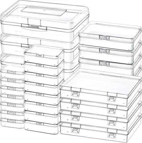 Miniatura 8 de Mauproy Paquete de 24 recipientes de almacenamiento de plástico pequeños de tamaños mixtos, mini cajas organizadoras rectangulares para artículos
