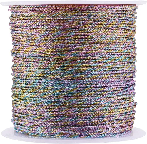 Miniatura 17 de LiQunSweet Cuerda metálica de oropel de 27 yardas de 0.031 in/12 capas, hilo metálico para adornar el paquete de regalo, color verde oscuro
