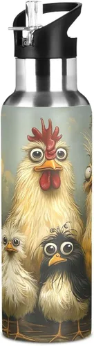 Miniatura 8 de Insulated Water Bottle 32 Oz, Leakproof Water Bottles for Gym Outdoor Travel School, Cute Funny Chickens
