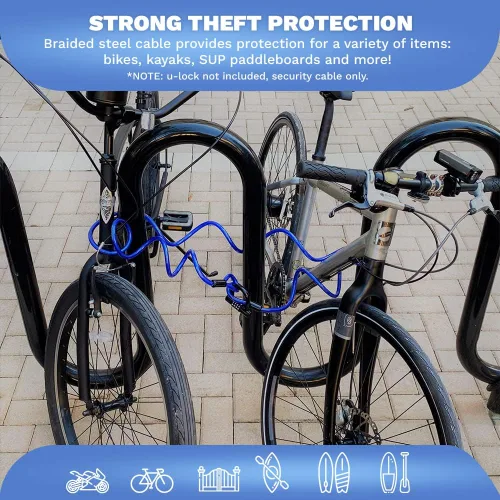 Miniatura 2 de DocksLocks Cable de seguridad en espiral resistente a la intemperie (de 5 a 25 pies de longitud) con extremos reforzados, protección antirrobo